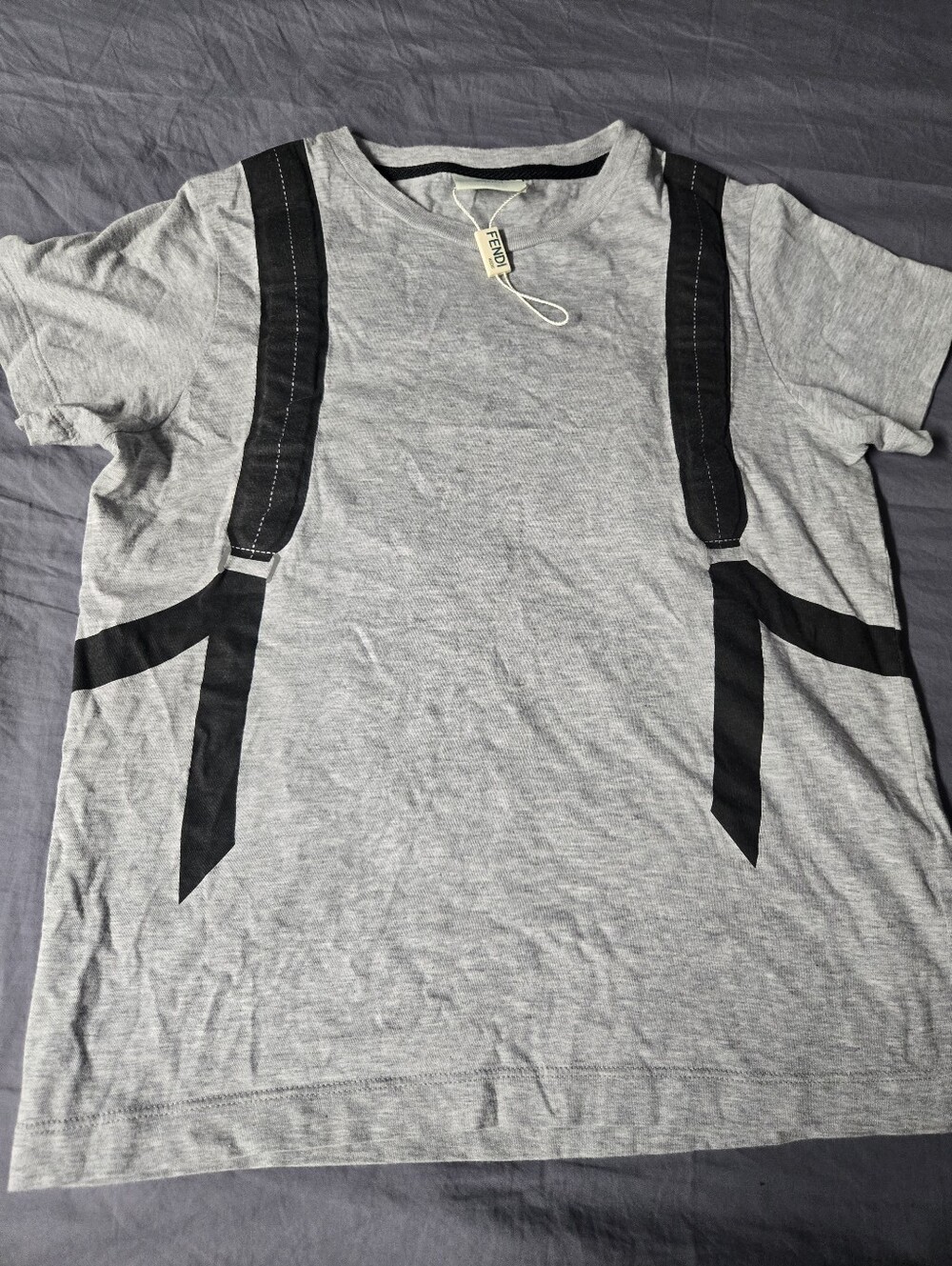 Fendi Grey Tee with Black Strap Graphic